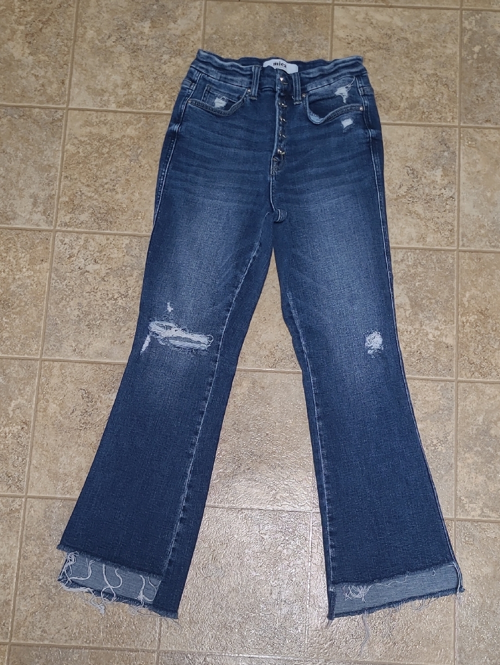 Mica Women's Distressed Dark Blue Jeans Size 28